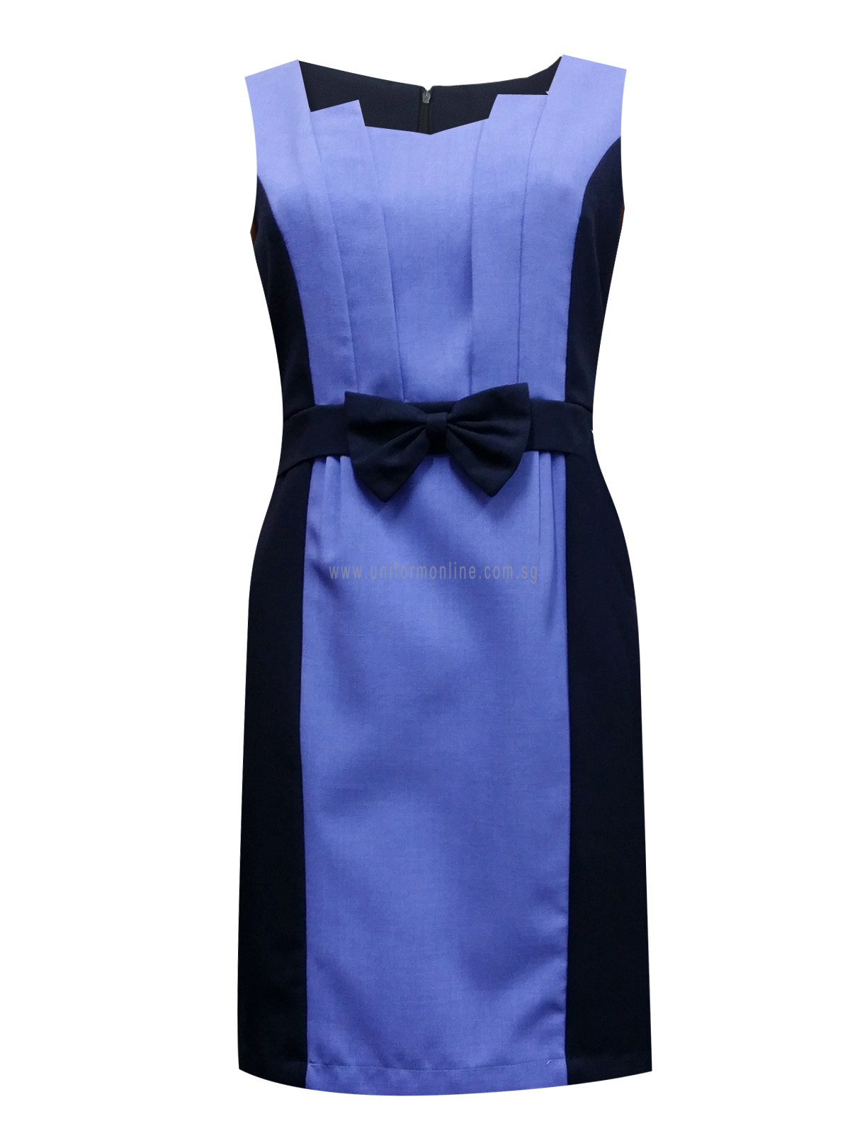 BKKCC001 – Office Purple/Navy Dress with detachable belt – Uniform Online